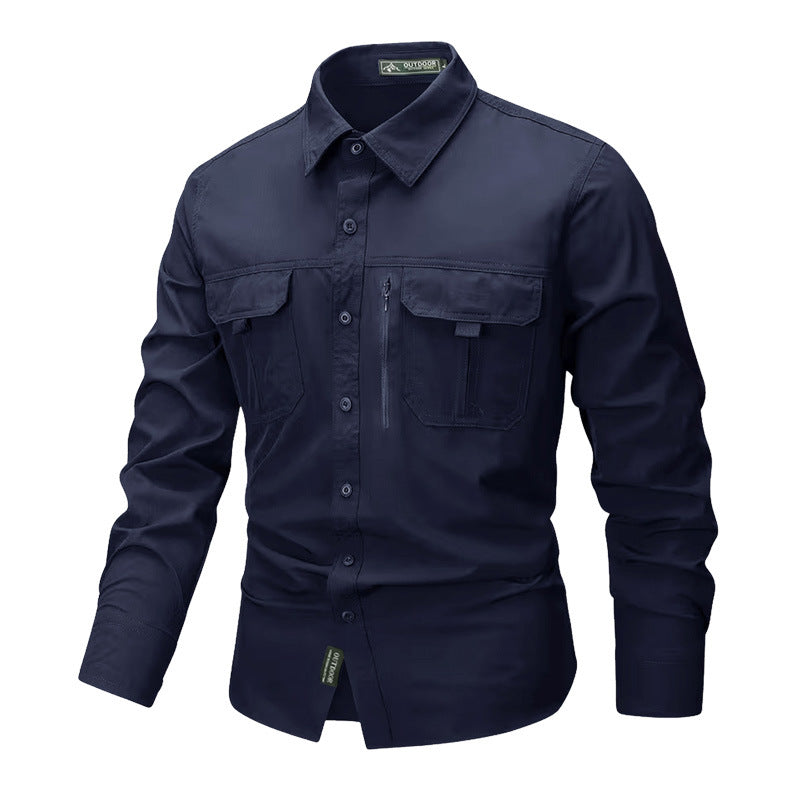 Herren  robustes Trekkinghemd mit verstärkten Brusttaschen und atmungsaktivem Material Drune