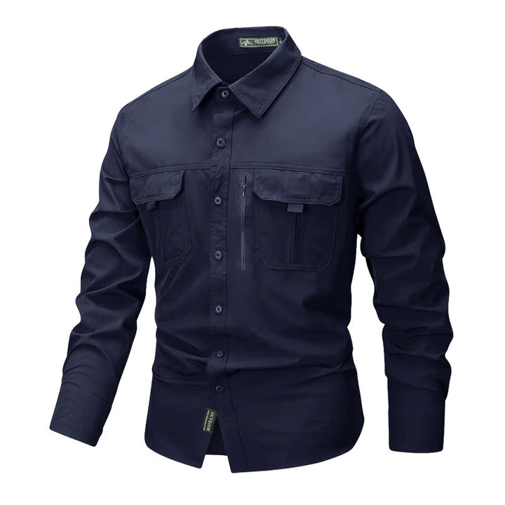 Herren  robustes Trekkinghemd mit verstärkten Brusttaschen und atmungsaktivem Material Drune