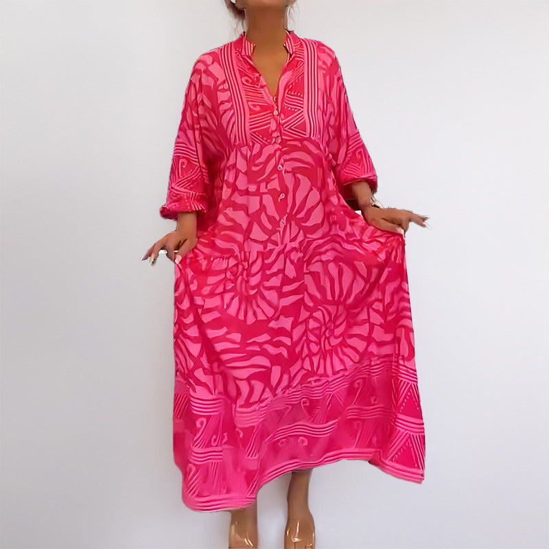 Damen Kaftan Kleid mit modischem Muster Drune