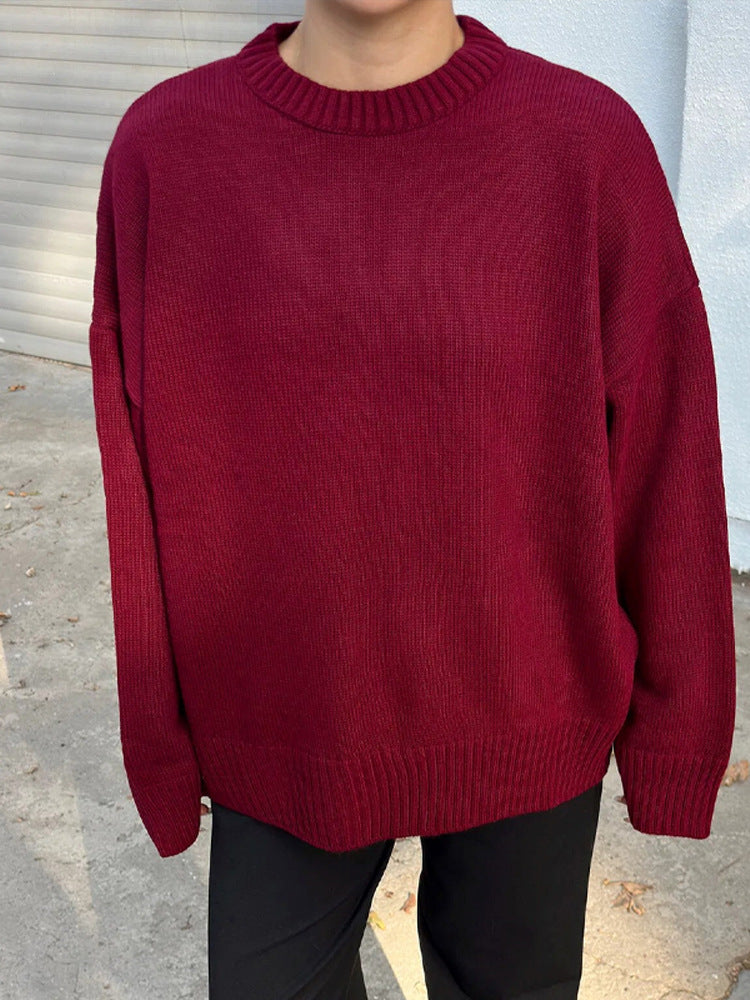 Damen Oversize-Feinstrickpullover mit Rundhalsausschnitt & verlängerten Manschetten Drune