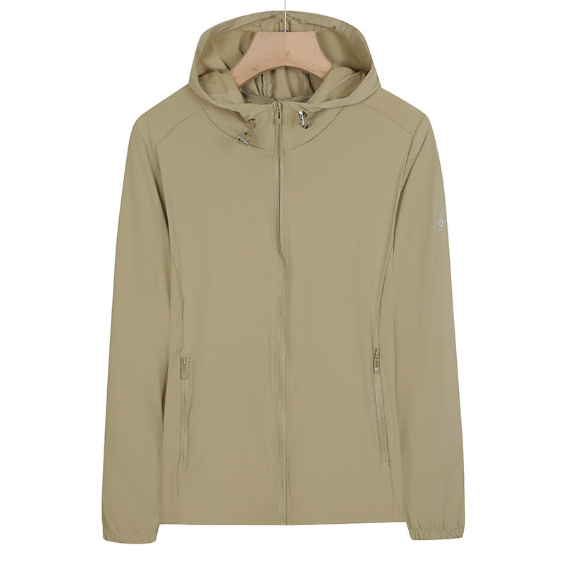 Unisex Leichte wind- und wasserabweisende Kapuzen‑Übergangsjacke mit durchgehendem Reißverschluss, Reißverschlusstaschen & elastischen Bündchen Drune