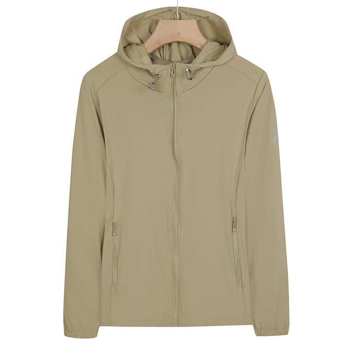 Unisex Leichte wind- und wasserabweisende Kapuzen‑Übergangsjacke mit durchgehendem Reißverschluss, Reißverschlusstaschen & elastischen Bündchen Drune