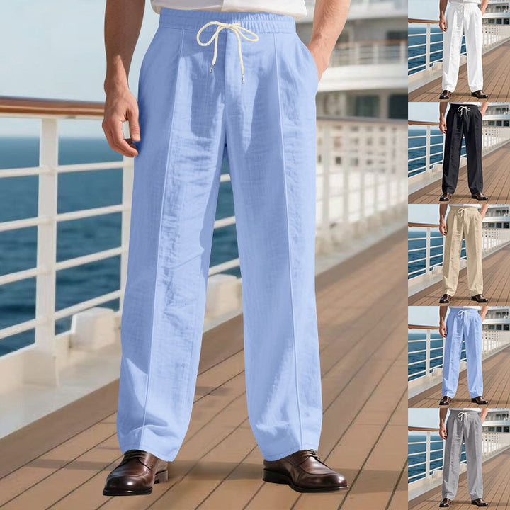 Herren nan Relax-Freizeithose mit elastischem Tunnelzugbund, dekorativer Bügelfalte und seitlichen Eingrifftaschen Drune