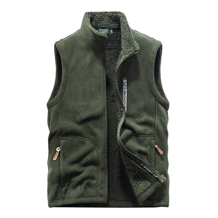 Herren Wattierte Fleece‑Teddyweste mit Sherpa‑Innenfutter, Stehkragen und Reißverschluss Drune