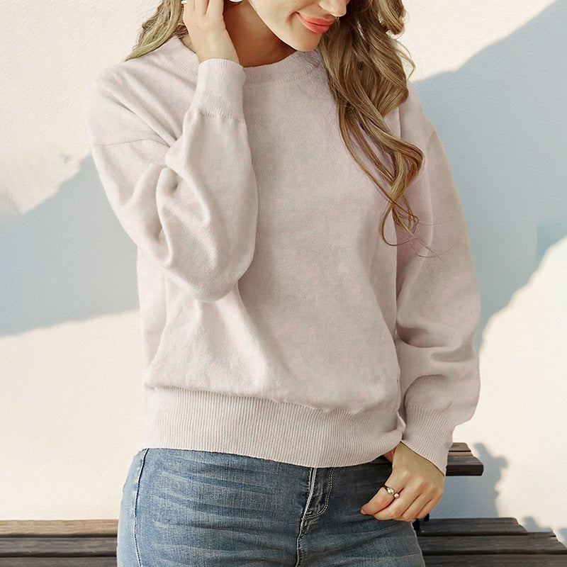 Damen Oversize-Strickpullover mit Ballonärmeln und Rippbündchen Drune