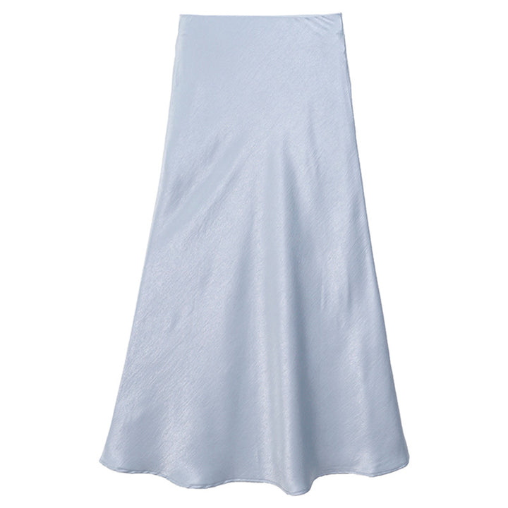 Damen nan eleganter Midirock aus Satin mit A-Linie und nahtlosem Bund Drune
