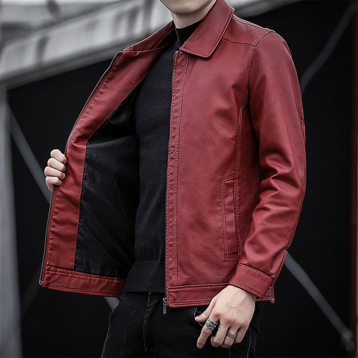 Herren Lässige Kunstlederjacke Drune