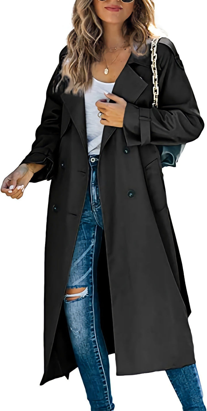Damen Eleganter Trenchcoat im Oversize-Stil mit Taillengürtel Drune