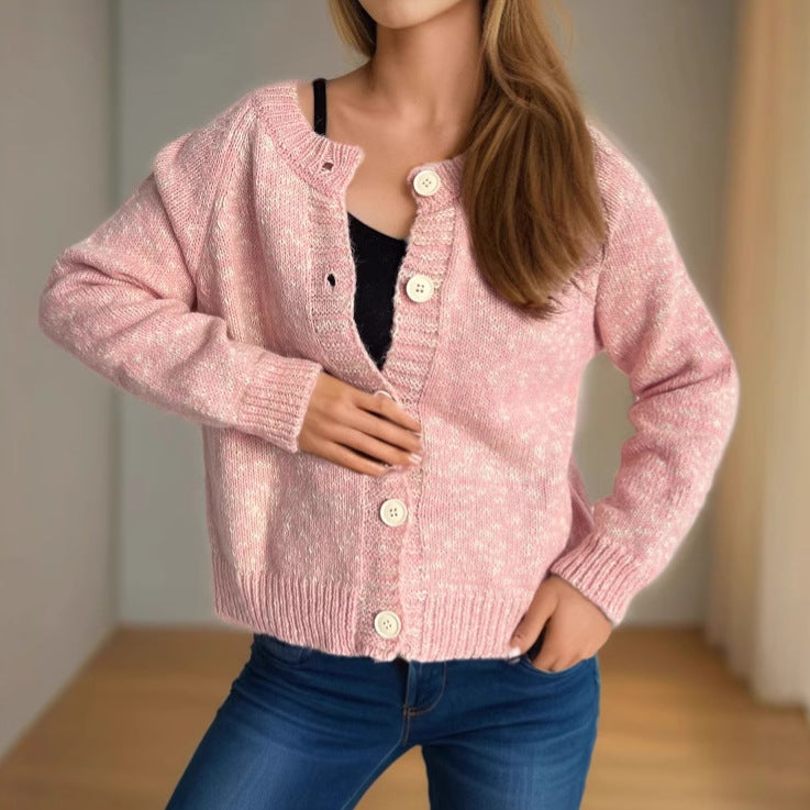 Damen lässiger Strickcardigan mit großen Knopfdetails und weichem Material Drune