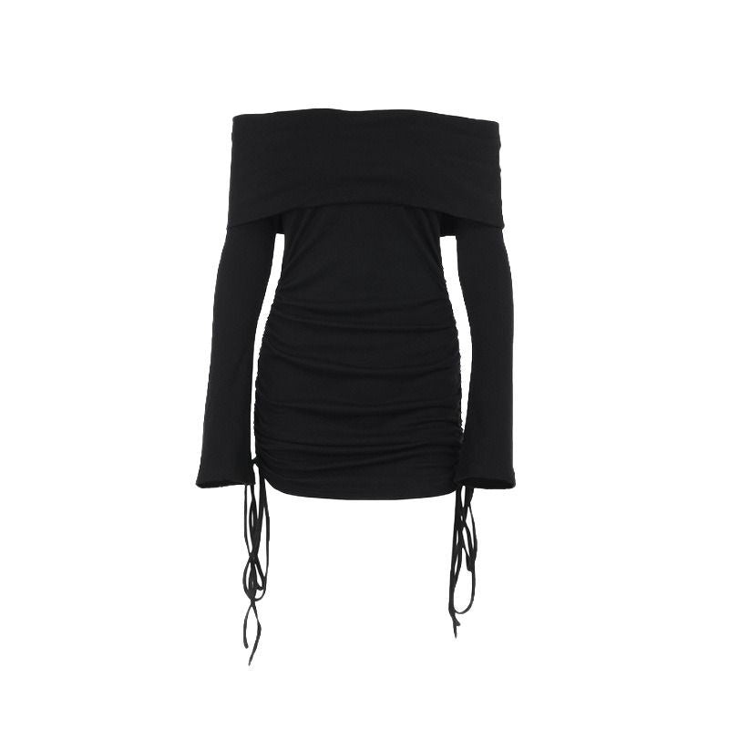 Damen Off-Shoulder Oberteil mit Raffungen und Kordeldetails Drune