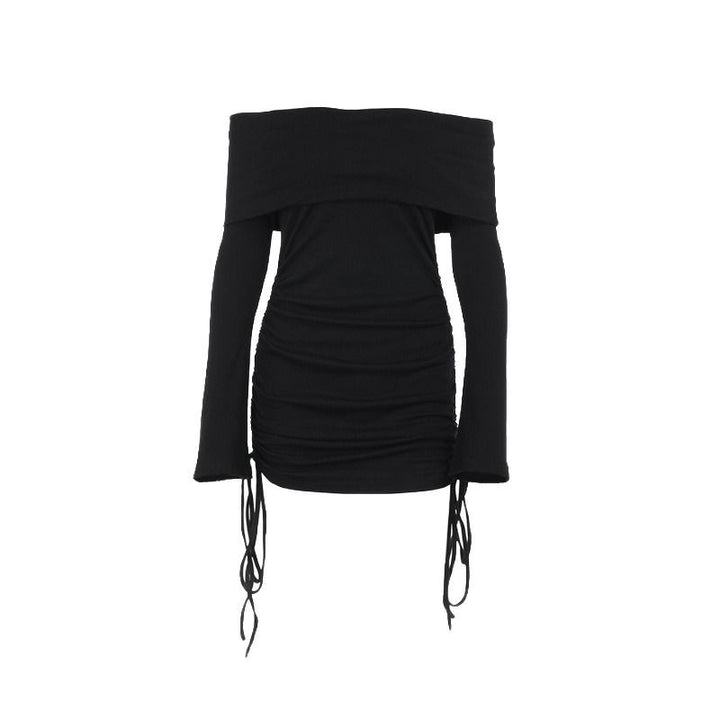 Damen Off-Shoulder Oberteil mit Raffungen und Kordeldetails Drune