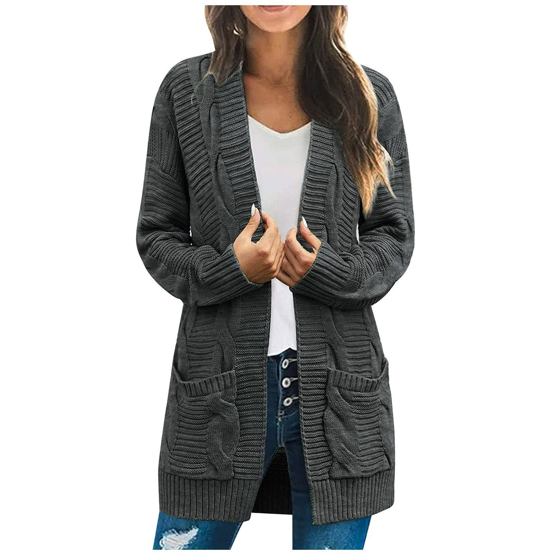 Damen Grobstrick Cardigan mit eleganten Zopfmuster und praktischen Taschen Drune