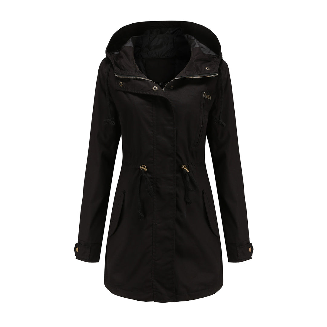 Damen nan leichter Parka mit Kapuze, Kordelzug und verdecktem Reißverschluss Drune