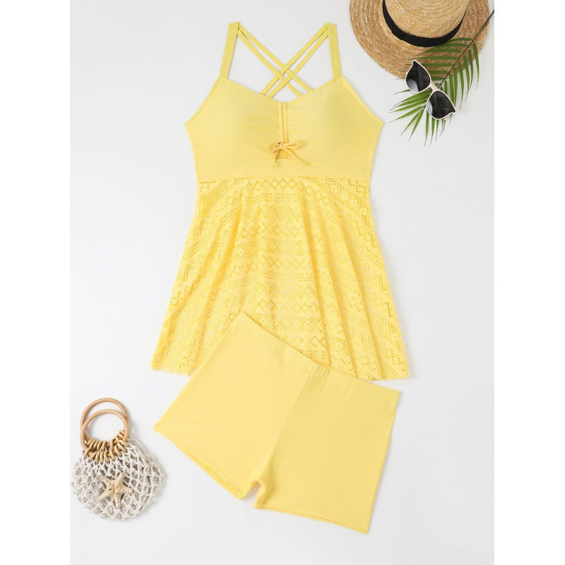 Damen Badekleid mit elegantem Netzdesign und schmeichelndem V-Ausschnitt Drune