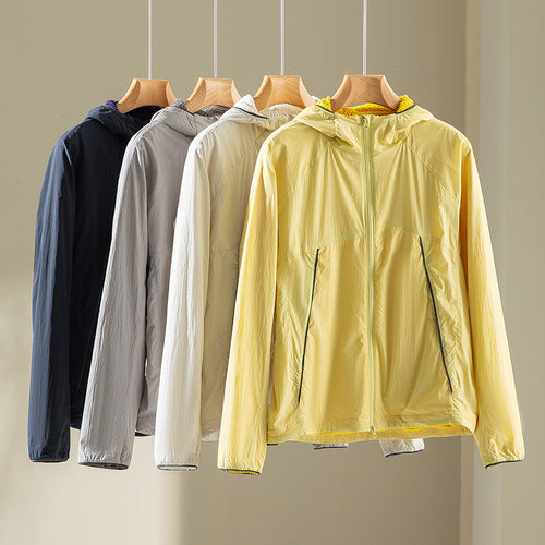 Herren leichte wind- und wasserabweisende Kapuzenjacke mit Fleece‑Innenfutter und Frontreißverschluss Drune