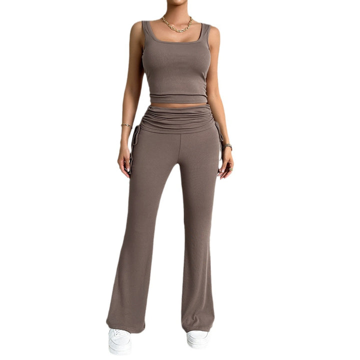 Damen funktionale Kombination aus ärmellosem Top und fließenden Hose Drune