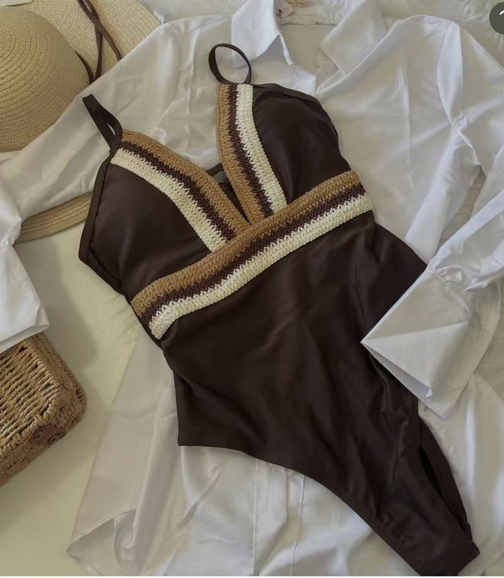 Damen Eleganter Einteiler-Badeanzug mit raffinierten Farbdetails Drune