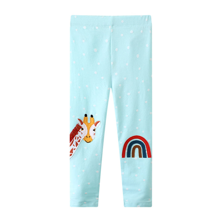Mädchen Leggings mit entzückender Giraffen- und Regenbogenapplikation Drune