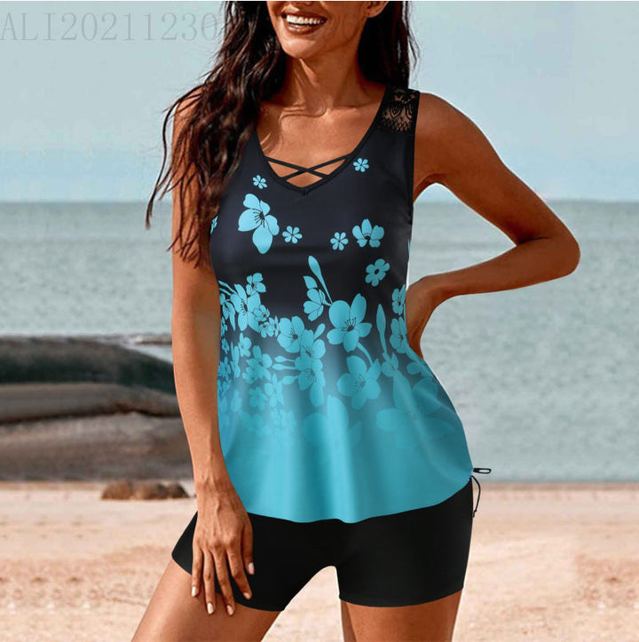 Damen Tankini-Set mit Hohe Taille und Sportlichem Flair Drune
