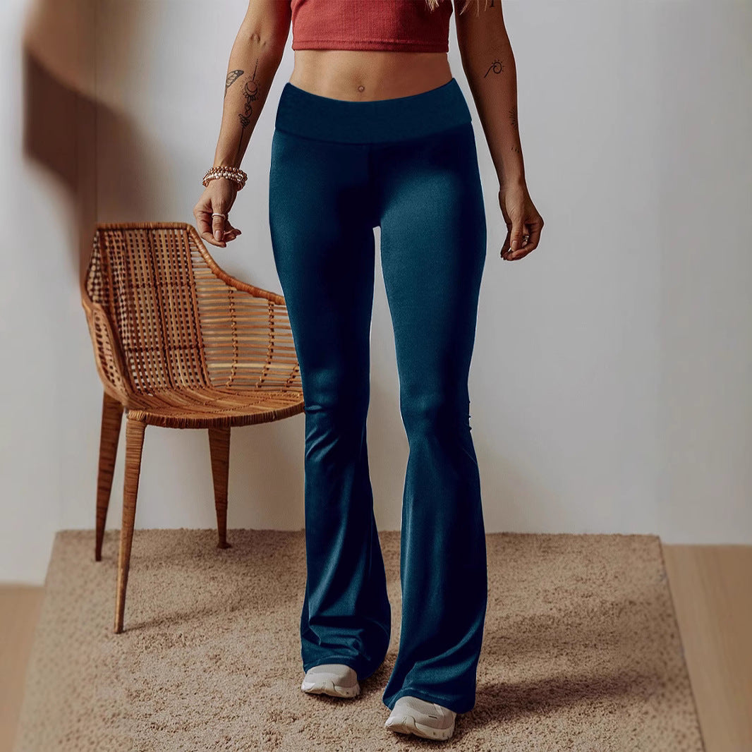 Damen High-Waist Flare-Hosen aus Stretch-Jersey mit weitem Schlag Drune