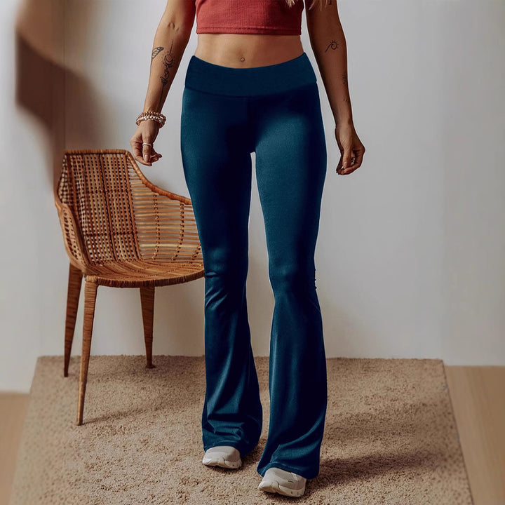 Damen High-Waist Flare-Hosen aus Stretch-Jersey mit weitem Schlag Drune