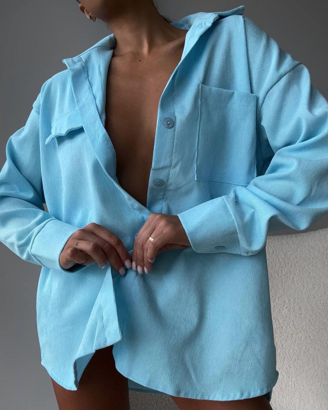 Damen lässige Hemdjacke aus weich strukturiertem Material Drune