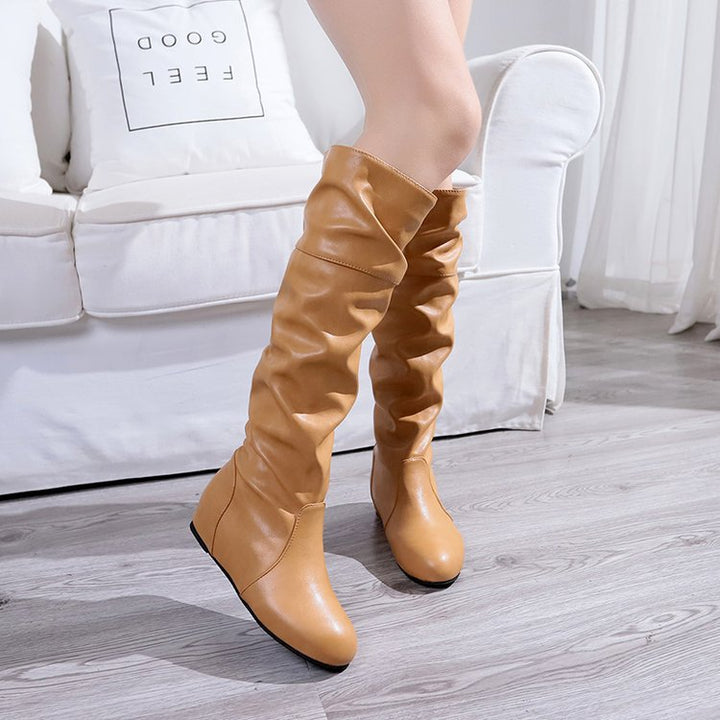 Damen nan lässige Slouch-Stiefel mit weichem Schaft, gerafftem Design und flacher Komfortsohle Drune