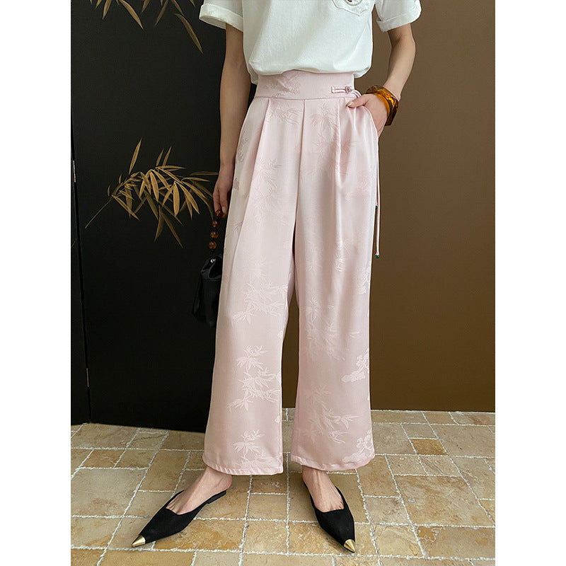 Damen hoch taillierte Plissee-Hose Drune