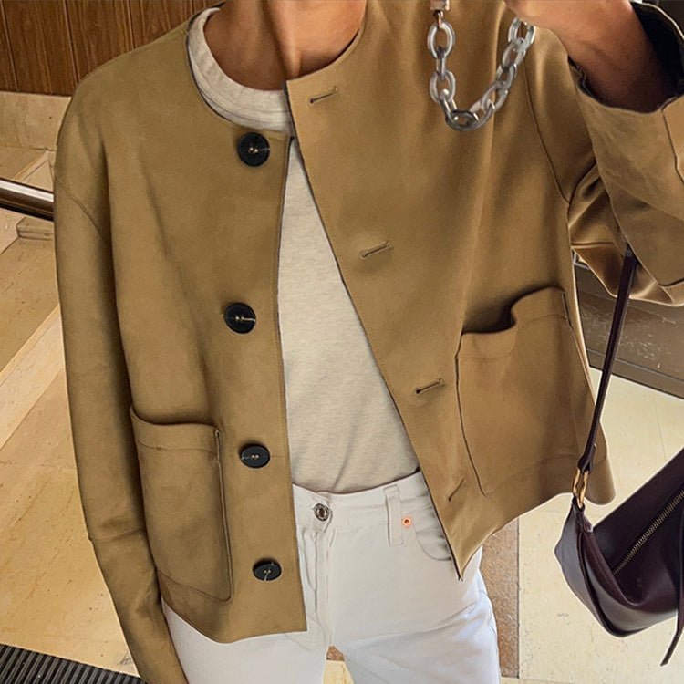 Damen Modische Jacke im minimalistischen Schnitt mit praktischen Taschen Drune