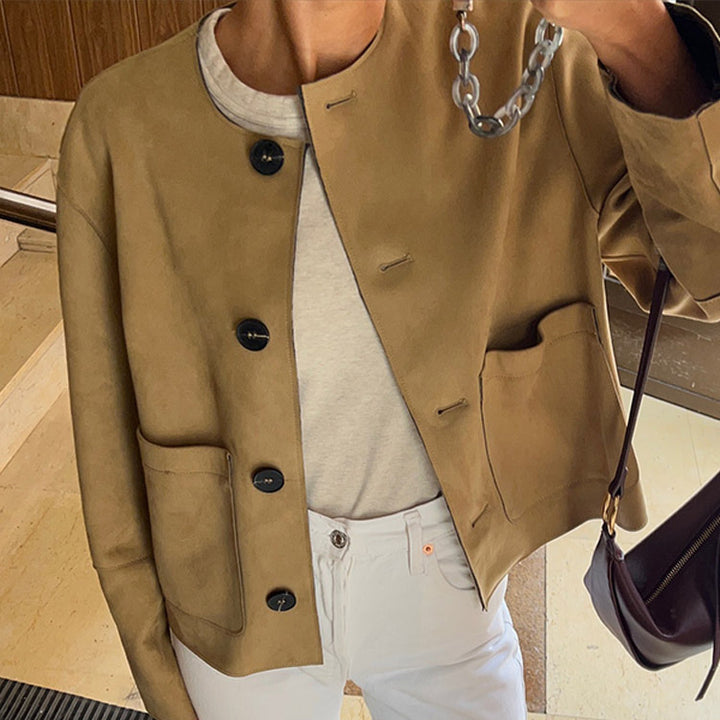 Damen Modische Jacke im minimalistischen Schnitt mit praktischen Taschen Drune
