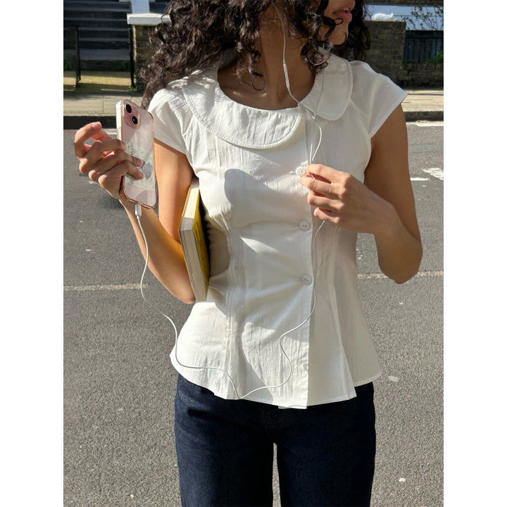 Damen Blusenshirt mit elegantem Kragen und tailliertem Schnitt Drune