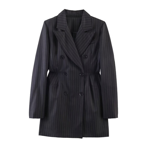 Damen Doppelreihiger Nadelstreifen-Blazer mit taillierter Silhouette Drune