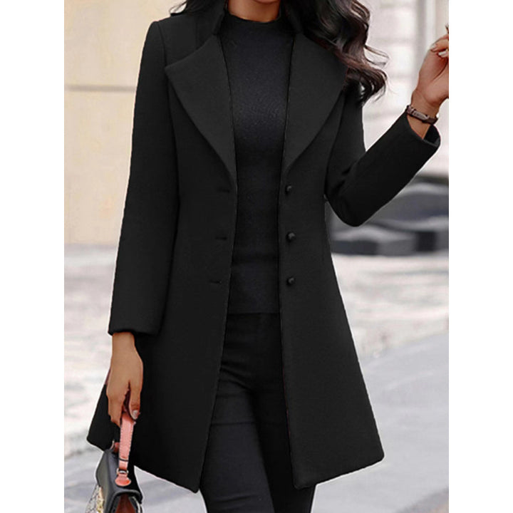 Damen eleganter Wollmantel mit strukturierter Passform und doppelt knopfverschlossenem Design Drune