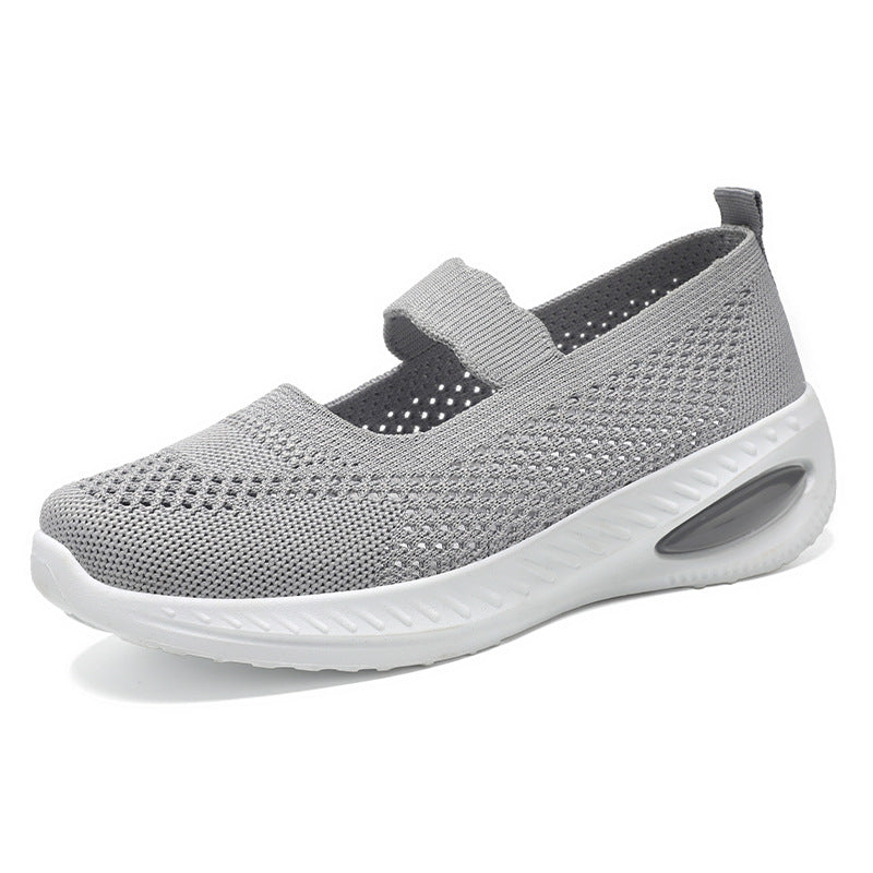 Damen nan atmungsaktiver Strick-Mary-Jane-Sneaker mit elastischem Riemen und sichtbarem Luftkissen-Plateau Drune