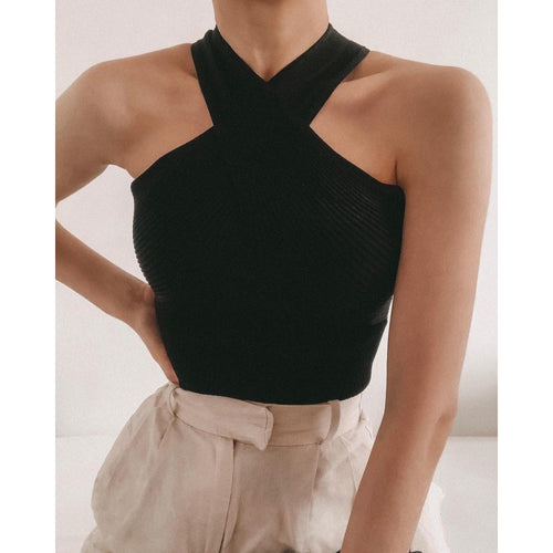 Damen Stricktop mit künstlerischem Kreuz-Träger Design Drune