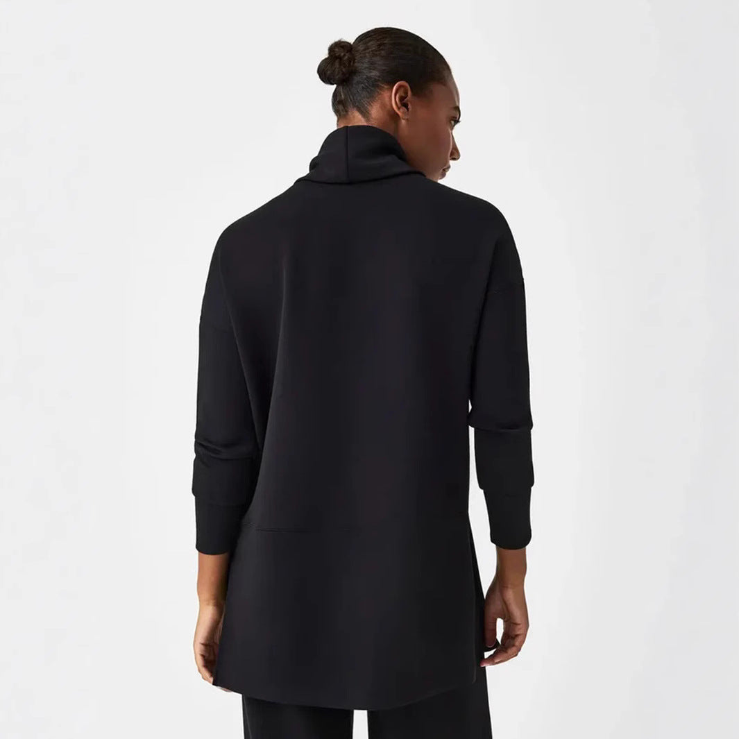 Damen Cozy Funnel Neck Tunika Pullover mit Übergrößen-Schnitt und seitlichen Schlitzen Drune