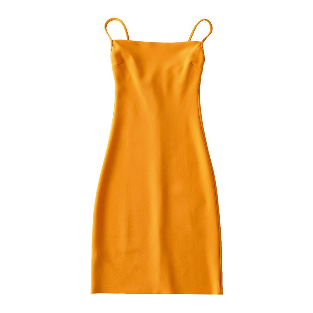 Damen elegantes Spaghettiträger-Kleid Drune
