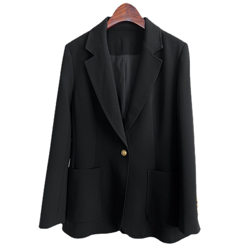 Damen Taillierter Longline-Blazer mit aufgesetzten Taschen, Ein-Knopf-Verschluss und leicht gerafften Ärmeln Drune