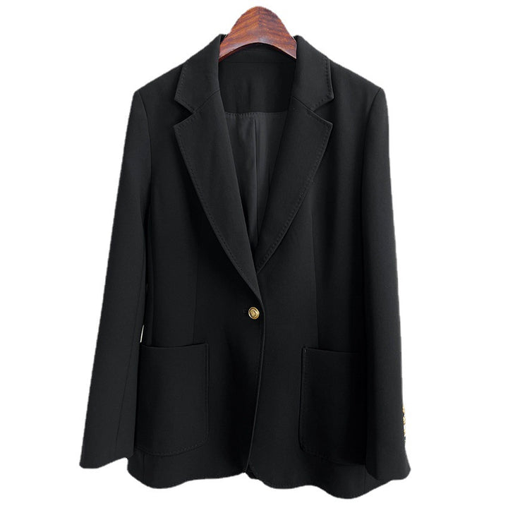Damen Taillierter Longline-Blazer mit aufgesetzten Taschen, Ein-Knopf-Verschluss und leicht gerafften Ärmeln Drune