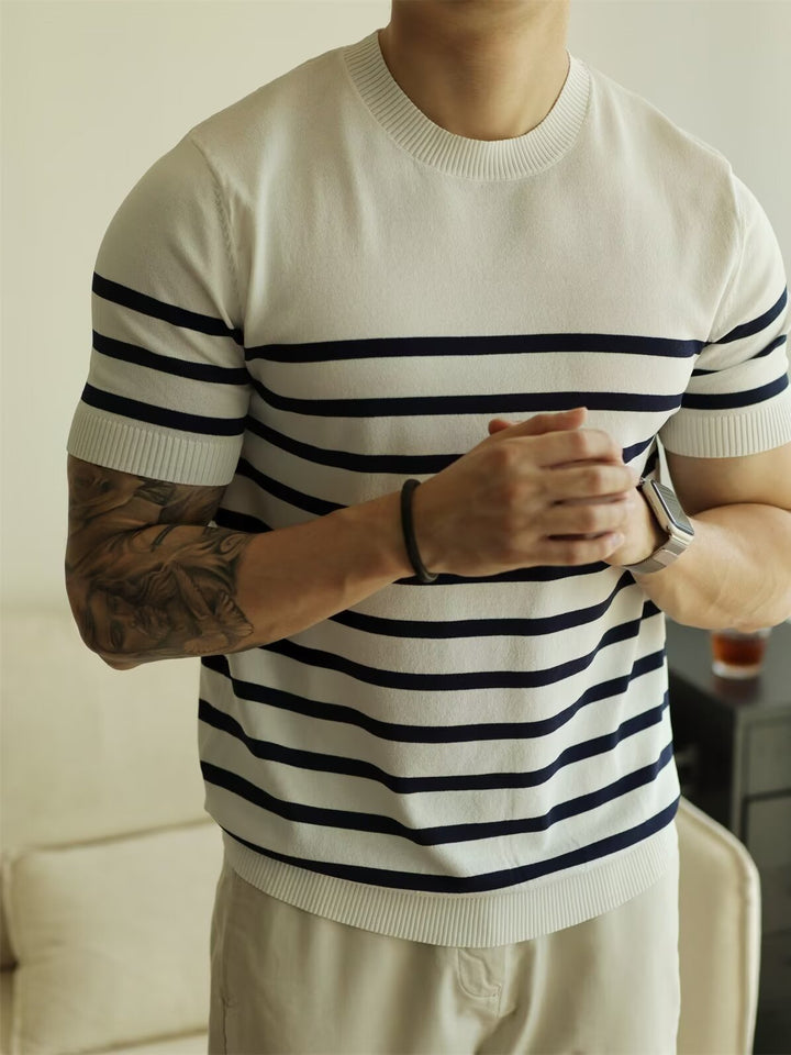 Herren Modischer gestreifter Strickpullover Drune