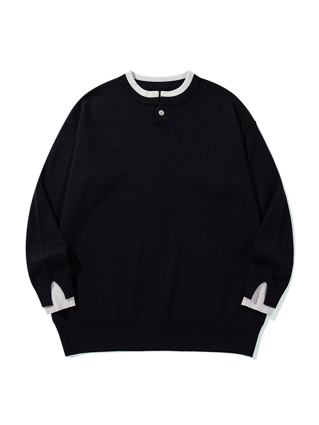 Unisex Oversize-Strickpullover mit kurzer Henley-Knopfleiste und Daumenloch-Manschetten Drune