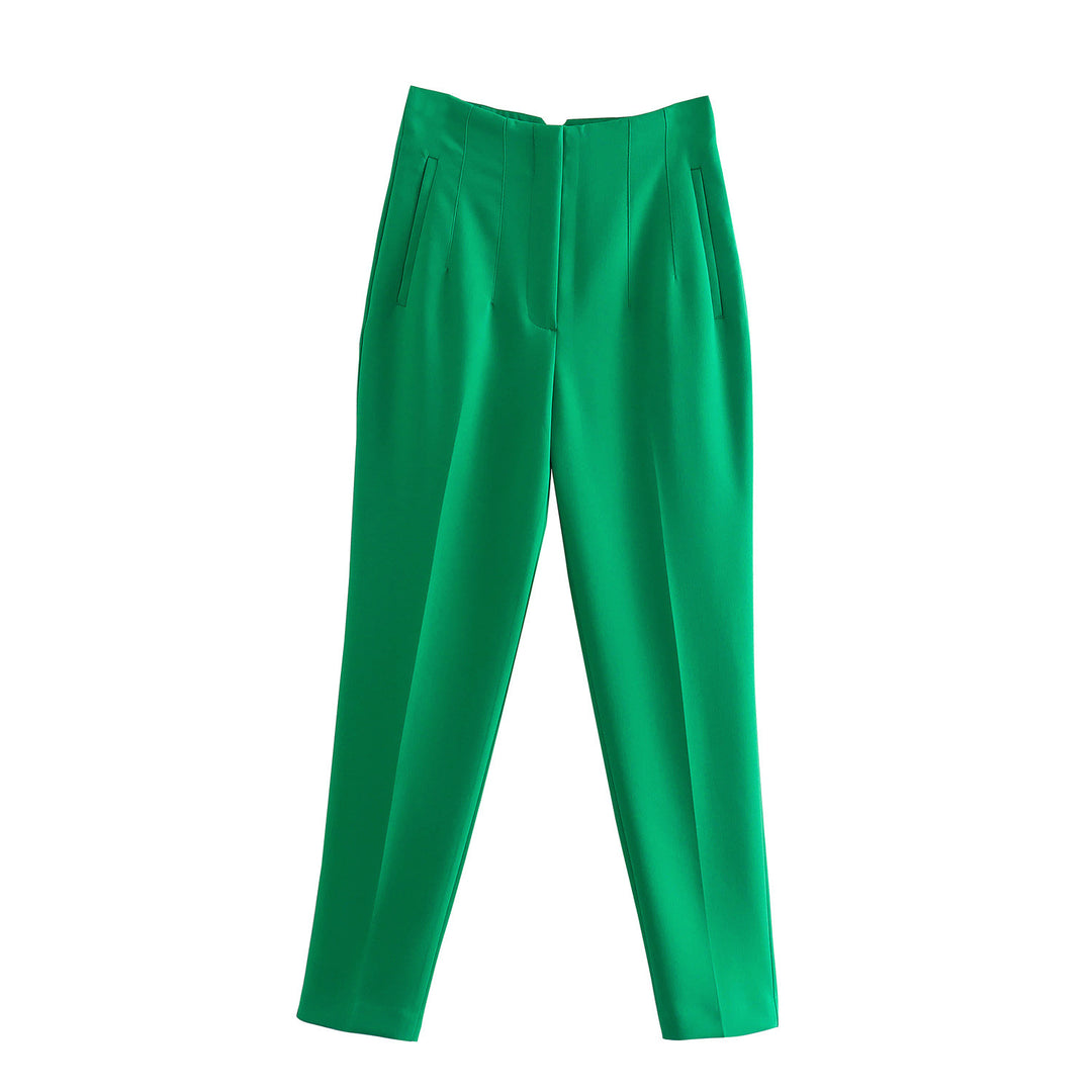 Damen Hochtaillierte tapered Anzughose mit Bügelfalte und Paspeltaschen Drune