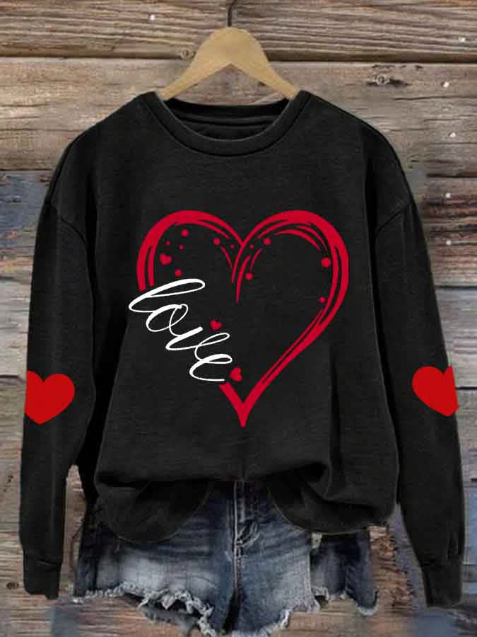 Damen Gemütlicher Pullover mit Herzmotiv Drune