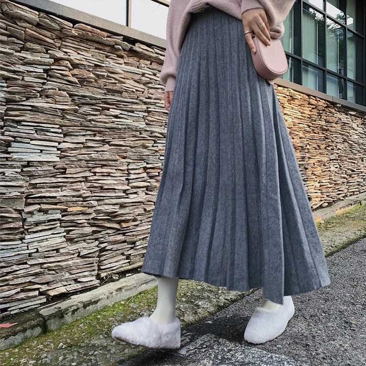 Damen Langer, plissierter Rock aus weichem Material Drune
