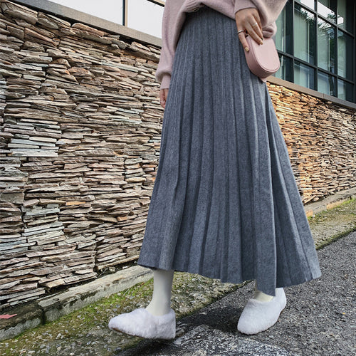 Damen Langer, plissierter Rock aus weichem Material Drune