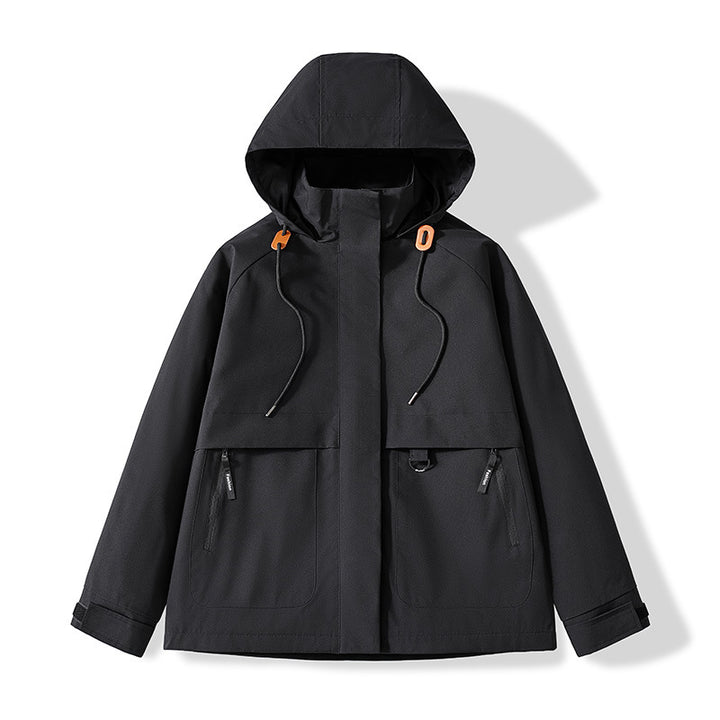 Herren Minimalistische Funktions-Kapuzenjacke mit verdeckten Reißverschlusstaschen & Kordelzug Drune