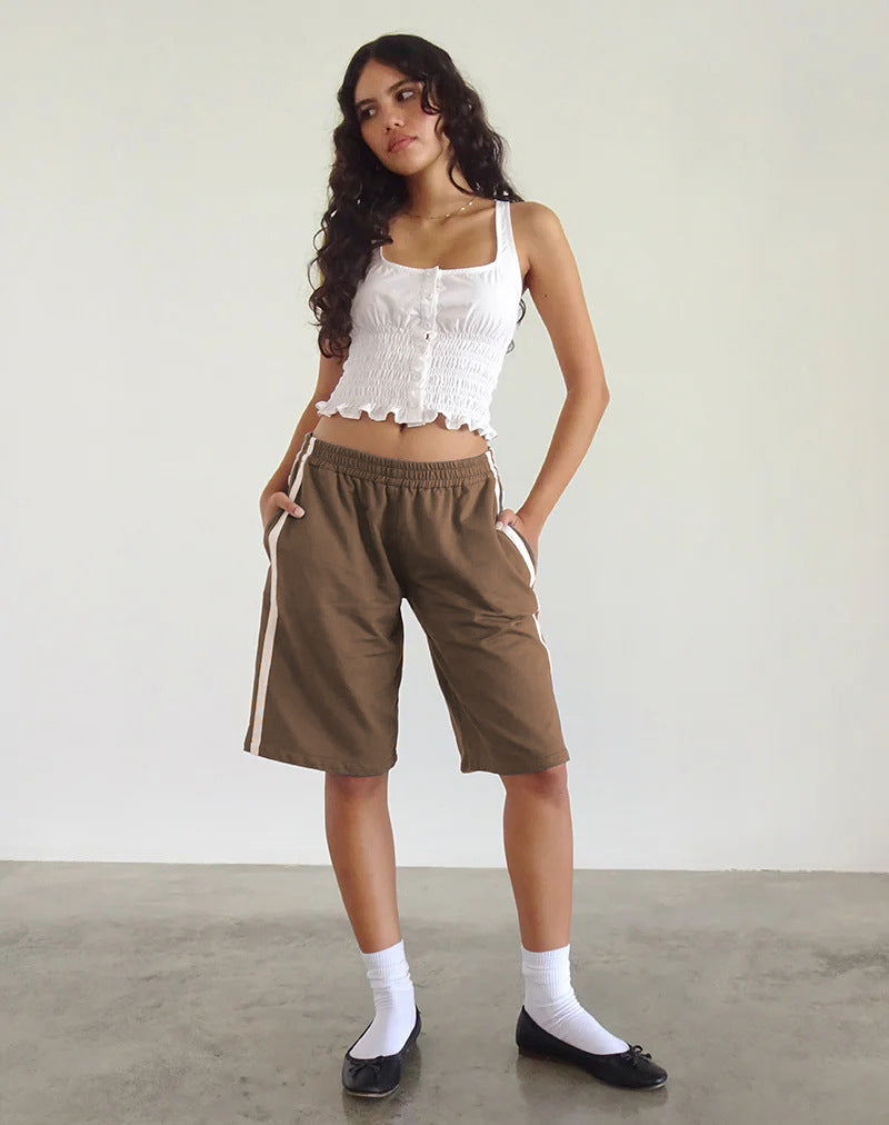 Damen lässige Sport-Bermudashorts mit seitlichen Streifen Drune