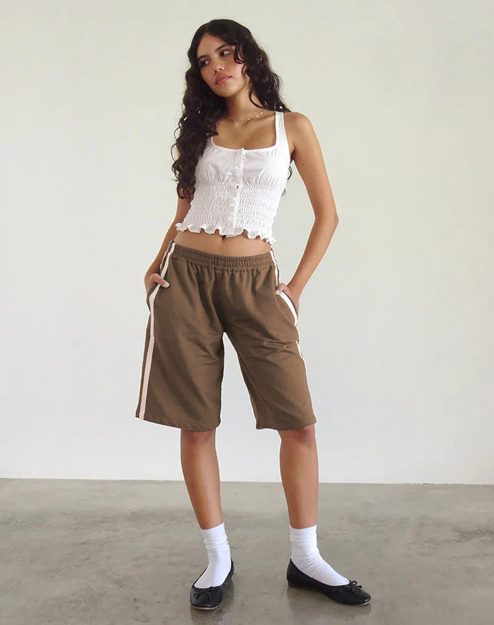 Damen lässige Sport-Bermudashorts mit seitlichen Streifen Drune