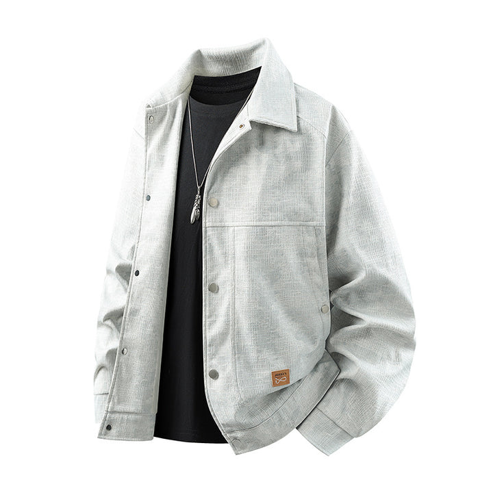 Herren samtartige Cord-Overshirt mit aufgesetzten Taschen und Druckknopfblende Drune