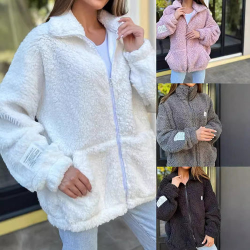 Damen Kuschelige Fleecejacke mit praktischen Taschen und hohen Kragen Drune